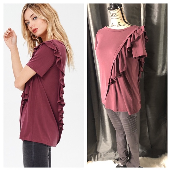 Short Sleeve Ruffle Tee - Picture 3 of 5